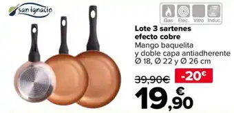 Carrefour Lote 3 sartenes efecto cobre oferta