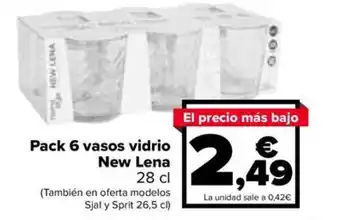 Carrefour Pack 6 vasos vidrio New Lena 28 cl oferta