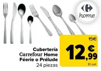Carrefour Cubertería Carrefour Home Féerie o Prélude oferta