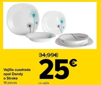 Carrefour Vajilla cuadrada opal Dandy o Stroke oferta