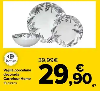 Carrefour Vajilla porcelana decorada Carrefour Home oferta