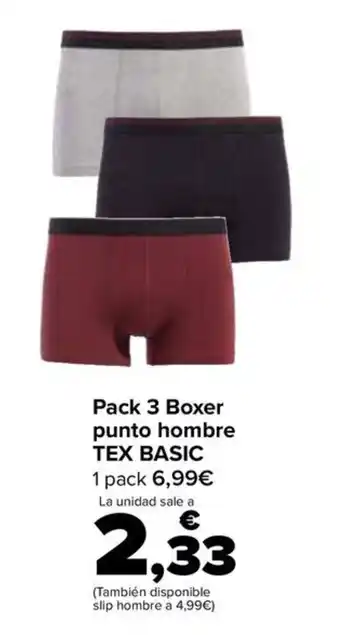 Carrefour Pack 3 Boxer punto hombre TEX BASIC oferta