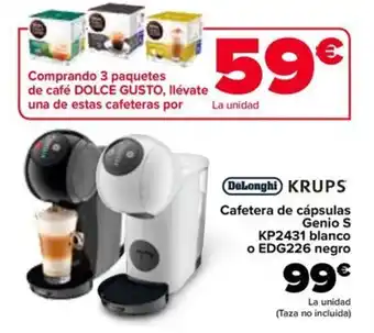 Carrefour Cafetera de cápsulas Genio S KP2431 blanco o EDG226 negro oferta