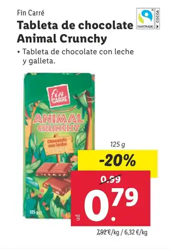 Lidl Tableta de chocolate Animal Crunchy oferta