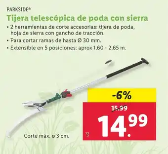 Lidl PARKSIDEⓇ Tijera telescópica de poda con sierra oferta
