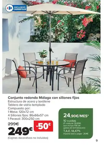 Carrefour Conjunto redondo Málaga con sillones fijos oferta