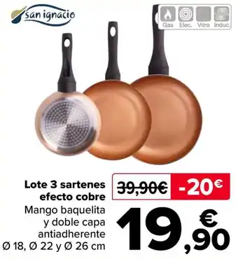 Carrefour Lote 3 sartenes efecto cobre oferta