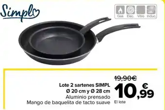 Carrefour Lote 2 sartenes SIMPL Ø 20 cm y Ø 28 cm oferta