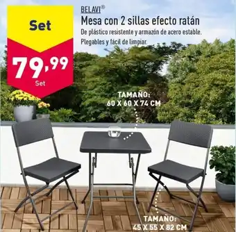 ALDI BELAVIⓇ Mesa con 2 sillas efecto ratán oferta