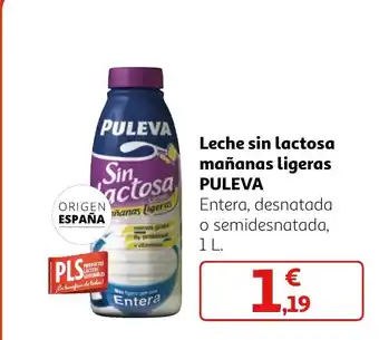 Alcampo Leche sin lactosa mañanas ligeras PULEVA oferta