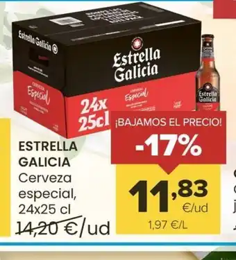 Autoservicios Familia ESTRELLA GALICIA Cerveza especial, 24x25 cl oferta