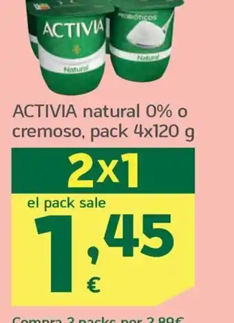 HiperDino ACTIVIA natural 0% o cremoso, pack 4x120 g oferta