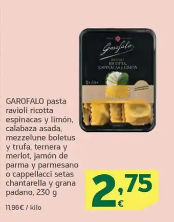HiperDino GAROFALO pasta ravioli ricotta espinacas y limón, oferta