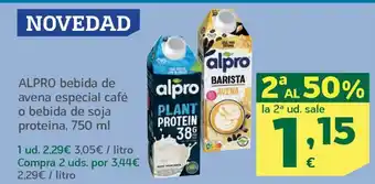 HiperDino ALPRO bebida de avena especial café o bebida de soja proteina, 750 ml oferta