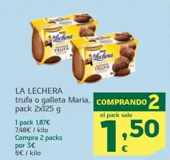 HiperDino LA LECHERA trufa o galleta María, pack 2x125 g oferta