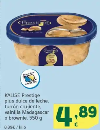 HiperDino KALISE Prestige plus dulce de leche, turrón crujiente, vainilla Madagascar o brownie, 550 g oferta