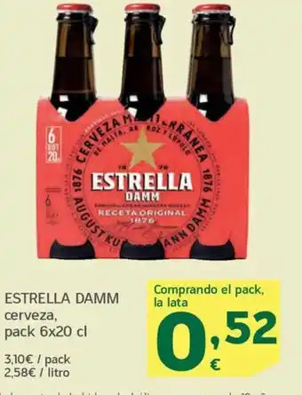 HiperDino ESTRELLA DAMM cerveza, pack 6x20 cl oferta