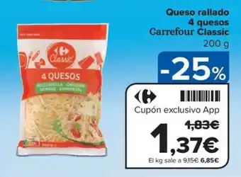 Carrefour Market Queso rallado 4 quesos Carrefour Classic oferta