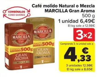 Carrefour Market Café molido Natural o Mezcla MARCILLA Gran Aroma oferta