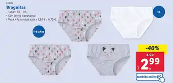 Lidl Lupilu Braguitas oferta