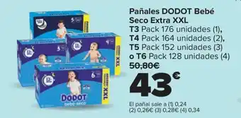 Carrefour Pañales DODOT Bebé Seco Extra XXL oferta