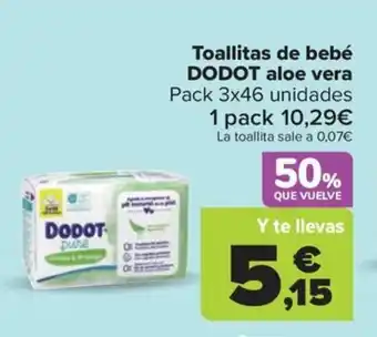 Carrefour Toallitas de bebé DODOT aloe vera oferta
