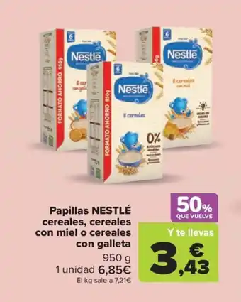 Carrefour Papillas NESTLÉ cereales, cereales con miel o cereales con galleta oferta