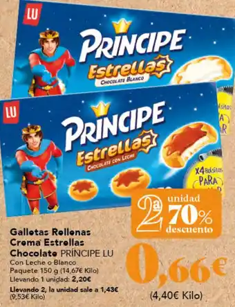 Gadis Galletas Rellenas Croma Estrellas Chocolate PRÍNCIPE LU oferta