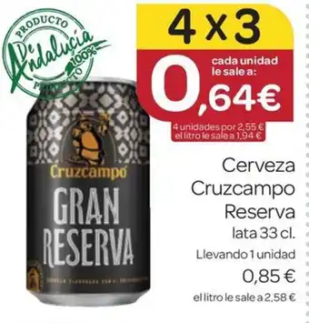 Supermercados El Jamón Cerveza Cruzcampo Reserva oferta
