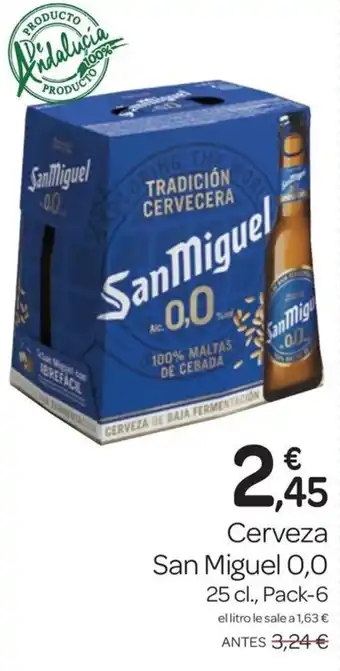 Supermercados El Jamón Cerveza San Miguel 0,0 oferta