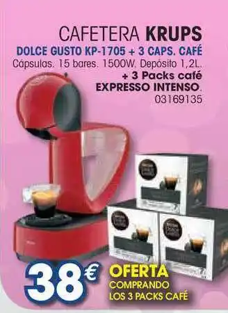 Master Cadena Cafetera Krups Dolce Gusto KP-1705 + 3 CAPS. Café + 3 Packs café Expresso Intenso oferta