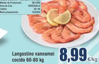 FROIZ Langostino vannamei cocido 60-80 kg oferta