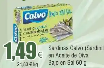 FROIZ Sardinas Calvo (Sardinillas) € en Aceite de Oiva Bajo en Sal 60 g oferta