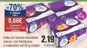 FROIZ Kaiku sin lactosa desnatado natural, con frambuesa o melocotón 4x125 g unidad oferta