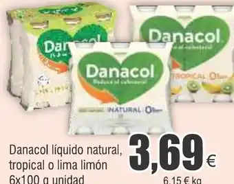 FROIZ Danacol líquido natural, tropical o lima limón 6x100 g unidad oferta
