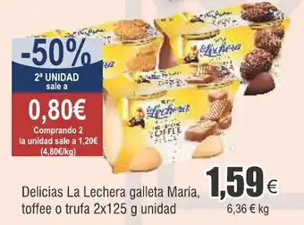 FROIZ Delicias La Lechera galleta María, toffee o trufa 2x125 g unidad oferta
