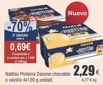 FROIZ Natillas Proteína Danone chocolate o vainilla 4x120 g unidad oferta