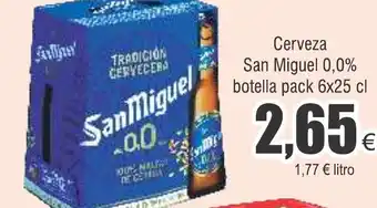 FROIZ Cerveza San Miguel 0,0% botella pack 6x25 cl oferta