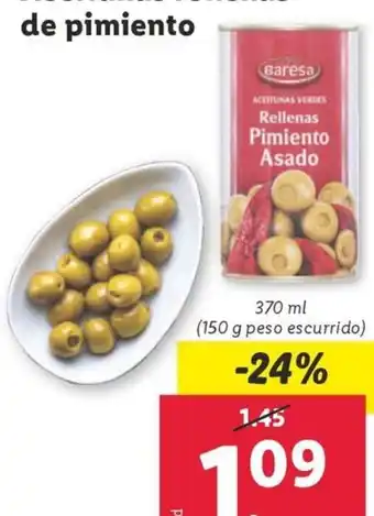 Lidl Aceitunas rellenas de pimiento oferta