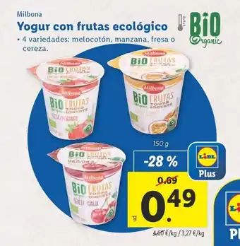 Lidl Yogur con frutas ecológico Bio oferta