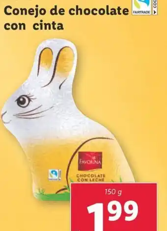 Lidl Conejo de chocolate con cinta oferta