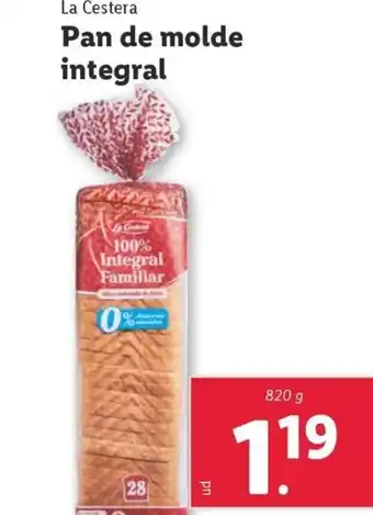 Lidl Pan de molde integral oferta