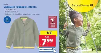 Lidl Chaqueta <<College»> infantil oferta