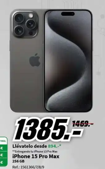 MediaMarkt iPhone 15 Pro Max 256 GB oferta