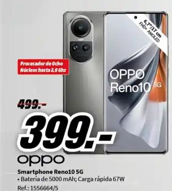 MediaMarkt Smartphone Reno10 5G • Batería de 5000 mAh; Carga rápida 67W oferta