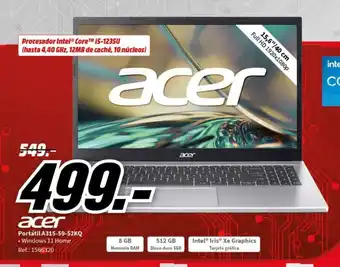 MediaMarkt Portátil A315-59-52KQ • Windows 11 Home Ref.: 1566320 oferta