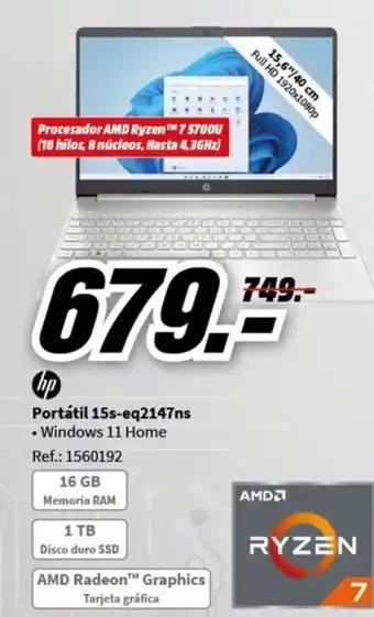 MediaMarkt Portátil 15s-eq2147ns • Windows 11 Home oferta
