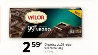Coviran Valor Chocolate Negro 99% cacao 170g oferta