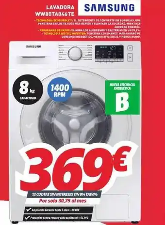 Mi electro Samsung Lavadora WW80TA046TE 8kg oferta
