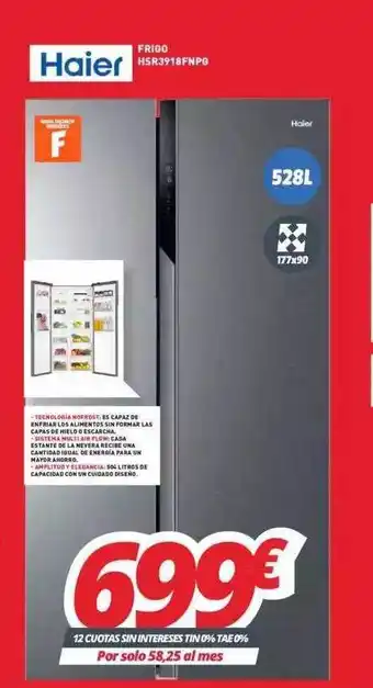 Mi electro Haier Frigo HSR3918FNPG 528L oferta